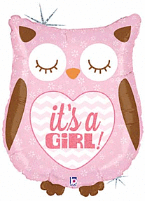 Μπαλόνι Foil Κουκουβάγια "It's A Girl" 23" (58 εκ.)
