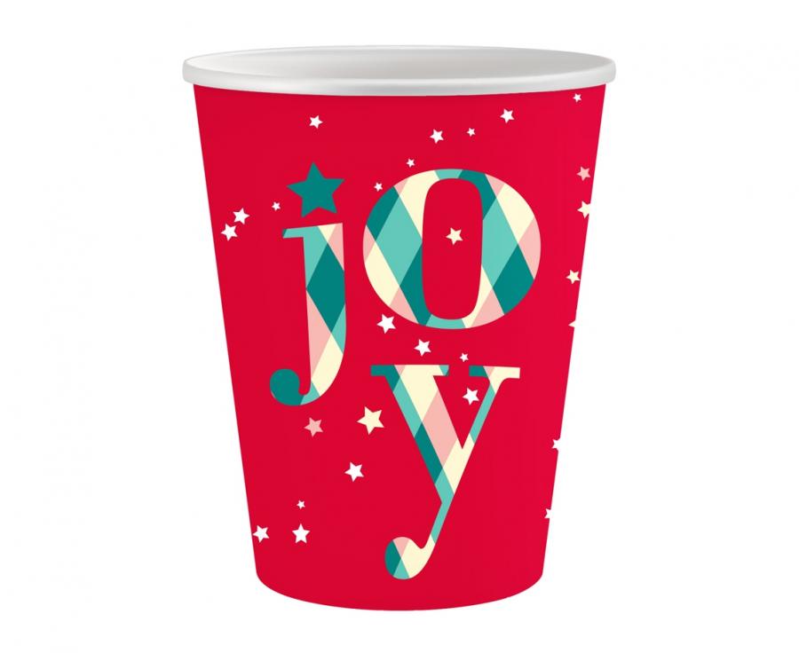 Χάρτινα Ποτηράκια Χριστουγεννιάτικα Joy 250ml (6 τεμ)