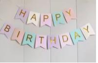 Χάρτινη Γιρλάντα Happy Birthday Παστέλ Σημαιάκι