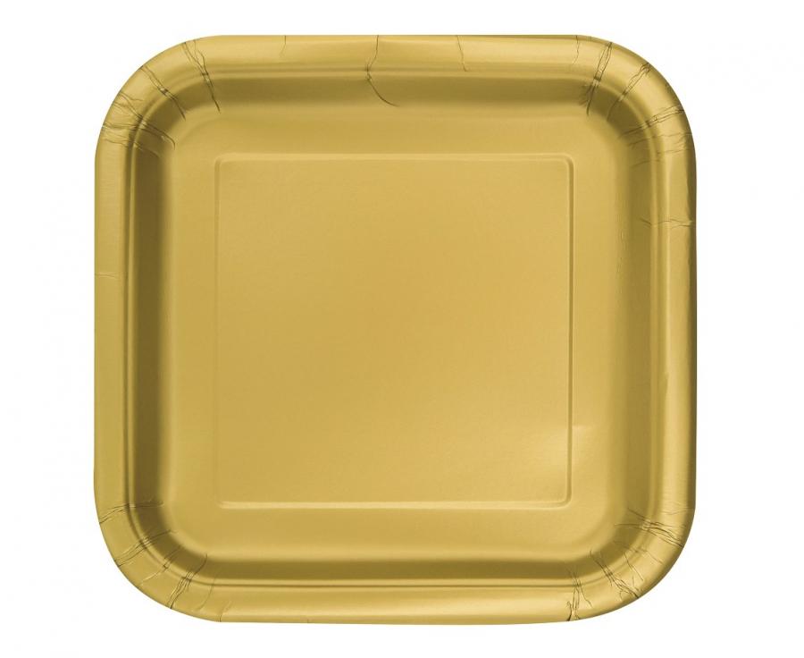 Χάρτινα Πιατάκια Χρυσά 18εκ Τετράγωνα (16 τεμ)