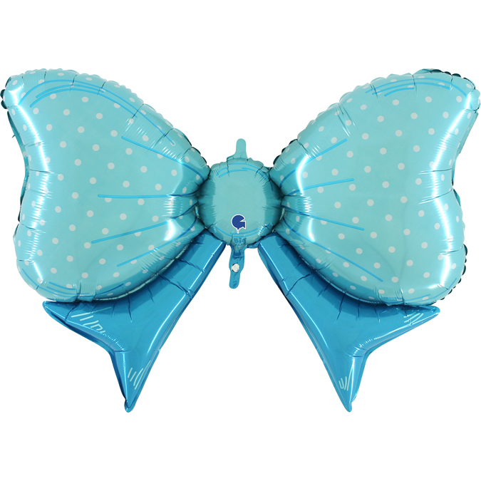 Μπαλόνι Foil 43" Φιόγκος Γαλάζιος Πουά