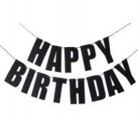 Χάρτινη Γιρλάντα Happy Birthday Μαύρη (Γράμμα-Γράμμα)