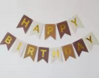 Χάρτινη Γιρλάντα Happy Birthday Καφέ Σημαιάκι